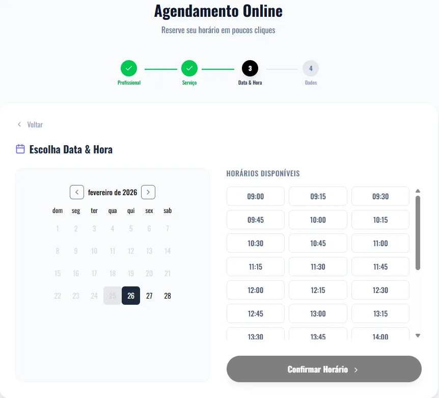 Escolha Data e Hora