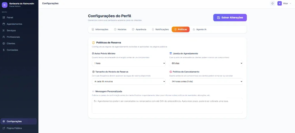 Configurações de Políticas